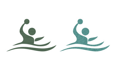 water polo icon symbol yellow green with texture.