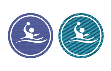 water polo icon symbol purple and green with texture