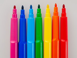 multi-colored felt-tip pens for drawing, isolated on white background