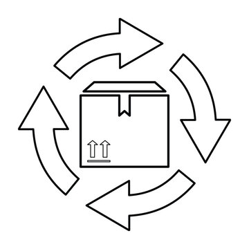 Parcel Return Icon In Outline Style
