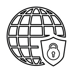 Internet Security Icon In Outline Style