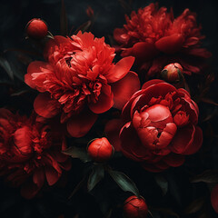 Beautiful red peony flowers