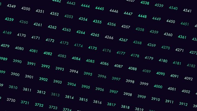 A grid of numbers on a black background forms a seemingly random pattern. Upon closer inspection, an underlying pattern can be discerned within the arrangement