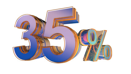 Blue 3d number 35%