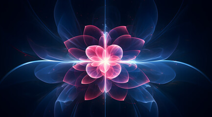 A glowing abstract flower with neon fractal beauty.