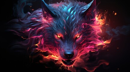 Blaze Spirit Wolf: Intense Fantasy Artwork for Creative Spaces
