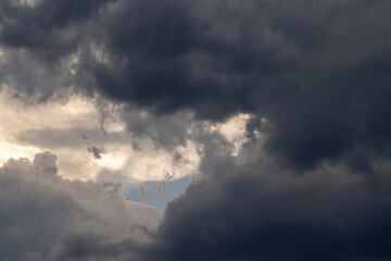 beautiful dramatic sky with dark clouds in summer