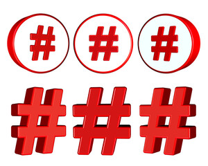 bundle hashtag sign icon colection 3D render