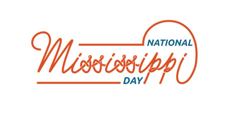 Fototapeta na wymiar National Mississippi Day handwritten text illustration vector. Great for Celebrating the mighty Mississippi River on National Mississippi Day on November 30. 