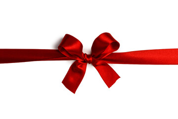 Red gift bow on white