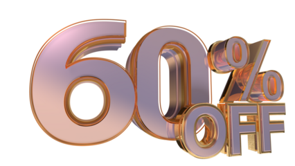 Gold 3d number 60%