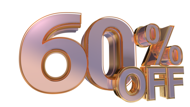 Gold 3d number 60%