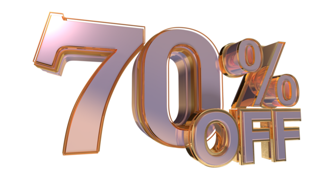 Gold 3d number 70%