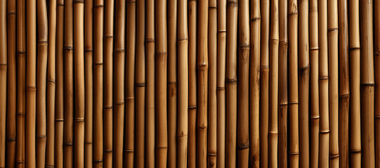 Panoramic Background of Bamboo Tubes Fence Texture