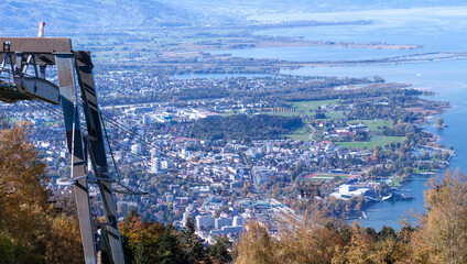 Panorama of Bregenz. View from mountain Pfaender