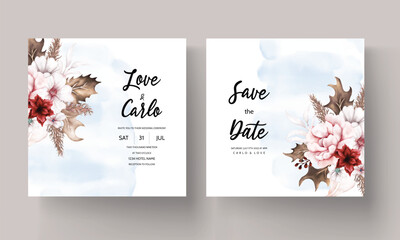 Elegant floral wedding invitation card set