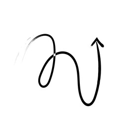 black  hand drawn pencil arrows. Doodle curved chalk 