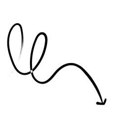 black  hand drawn pencil arrows. Doodle curved chalk 