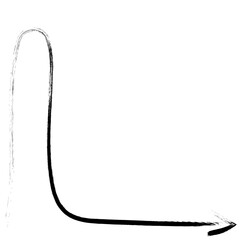 black  hand drawn pencil arrows. Doodle curved chalk 