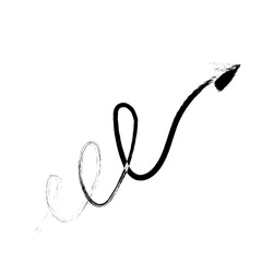 black  hand drawn pencil arrows. Doodle curved chalk 