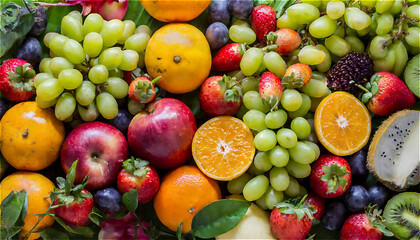 Fresh fruits background.Generative AI