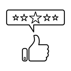 Five Star Rating Icon In Outline Style