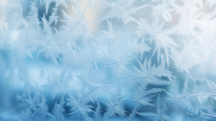 Frosty natural pattern on winter window glass, abstract winter background. 