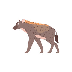 Funny hyena desert animal side view flat style, vector illustration