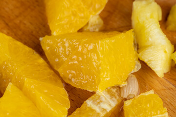 ripe and sweet orange on the kitchen table