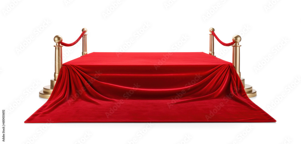Wall mural red carpet, png file of isolated cutout object with shadow on transparent background.