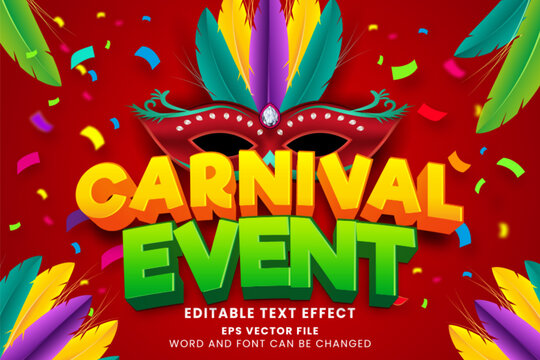 Carnival party 3d editable vector text effect