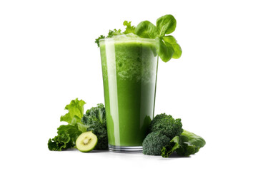 green smoothie, png file of isolated cutout object with shadow on transparent background. - obrazy, fototapety, plakaty