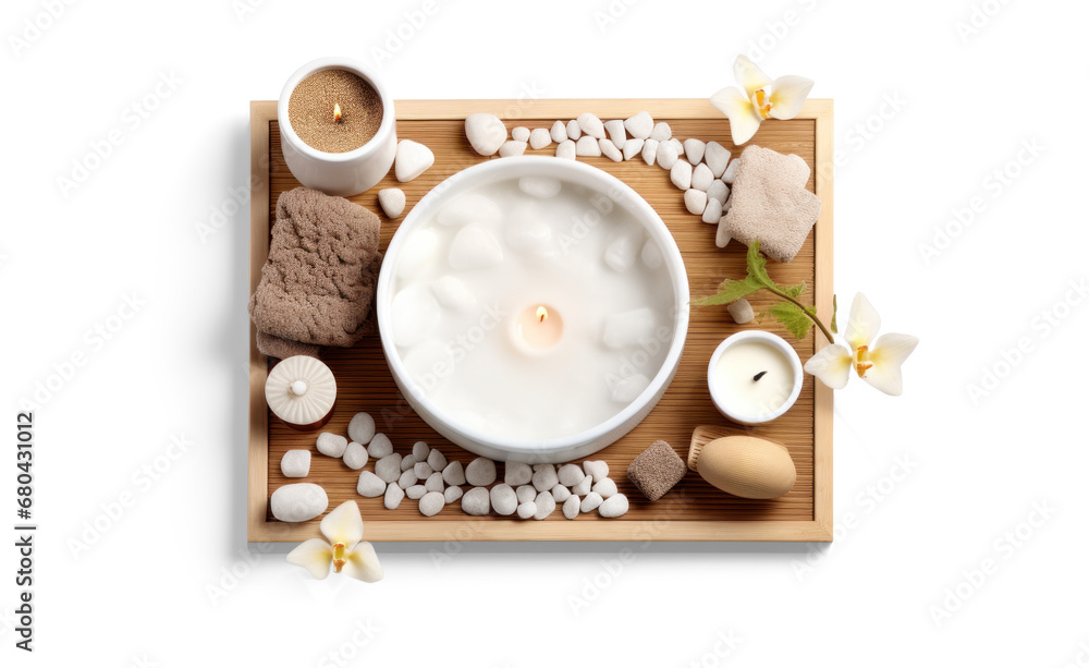 Wall mural day spa set, png file of isolated cutout object with shadow on transparent background.