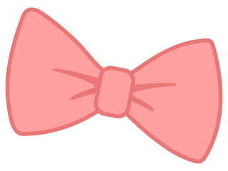 Pink bow tie vector isolated illustration. Beautiful pink bow drawn in cartoon style.