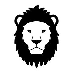 Lion head logo. Wildlife face icon. Heraldry and royal symbol. Vector illustration image.