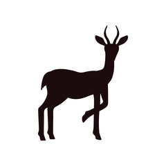 Gazelle or antelope silhouette, vector illustration isolated on white