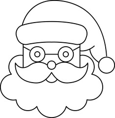 Santa claus face line icon, happy xmas christmas new year vector image