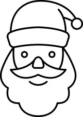 Obraz na płótnie Canvas Santa claus face line icon, happy xmas christmas new year vector image