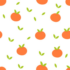Mandarin seamless pattern. Fruit vector illustration for fabric, children's clothing, wrapping paper, children's textiles
