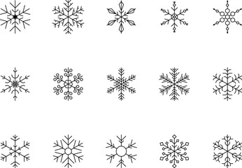 Snowflake snow freeze winter thin line outline icon. Snowflakes thin line icon set. Snowflake Simple Vector illustration