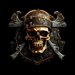 Pirate flag pirate sign icon skull and bones cheerful Roger isolated close-up