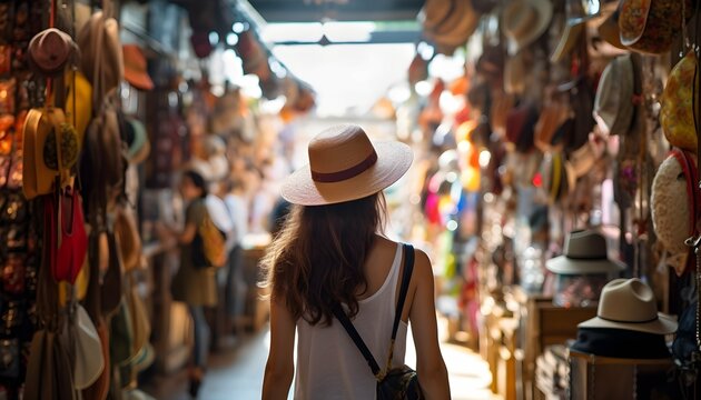 girl shopping in the city generated ai