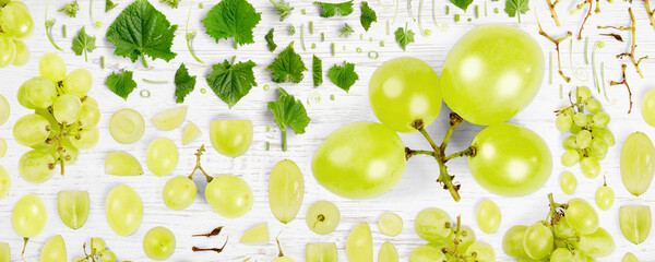 Green Grape Slice and Leaf Collection