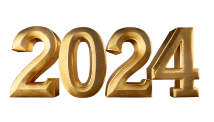 3d gold metallic number 2024.