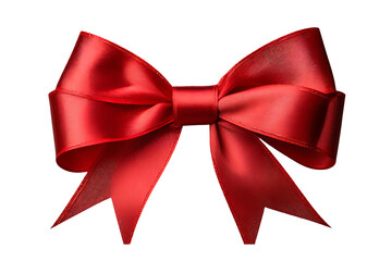 Fototapeta premium Red bow and ribbon isolated on transparent background. Generative Ai 