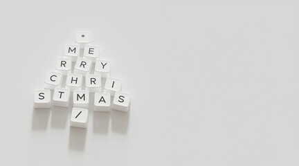 Christmas Tree Symbol made by white color Computer keys cap on white background. Minimal Christmas idea concept flat lay. 3D Rendering
- 680435656