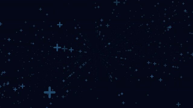 A mysterious image with a dark blue background adorned with white stars and black crosses, evoking an enigmatic atmosphere
