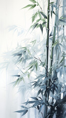 Green ink wash dyes the bamboo in the bamboo forest, a freehand illustration of the Chinese style ink bamboo forest