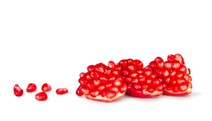 Ripe pomegranate fruit isolated on a white background