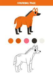 Color cute cartoon maned wolf. Worksheet for kids.
